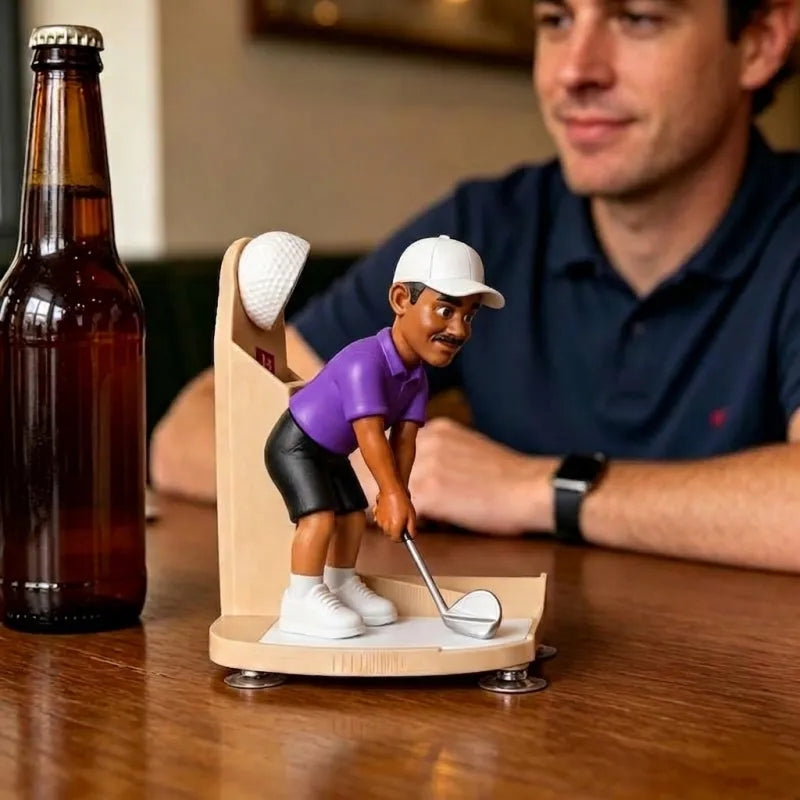 Custom Golf Figure Bottle Opener - Interactive Cap Launcher, Novelty Gift for Golf Lovers