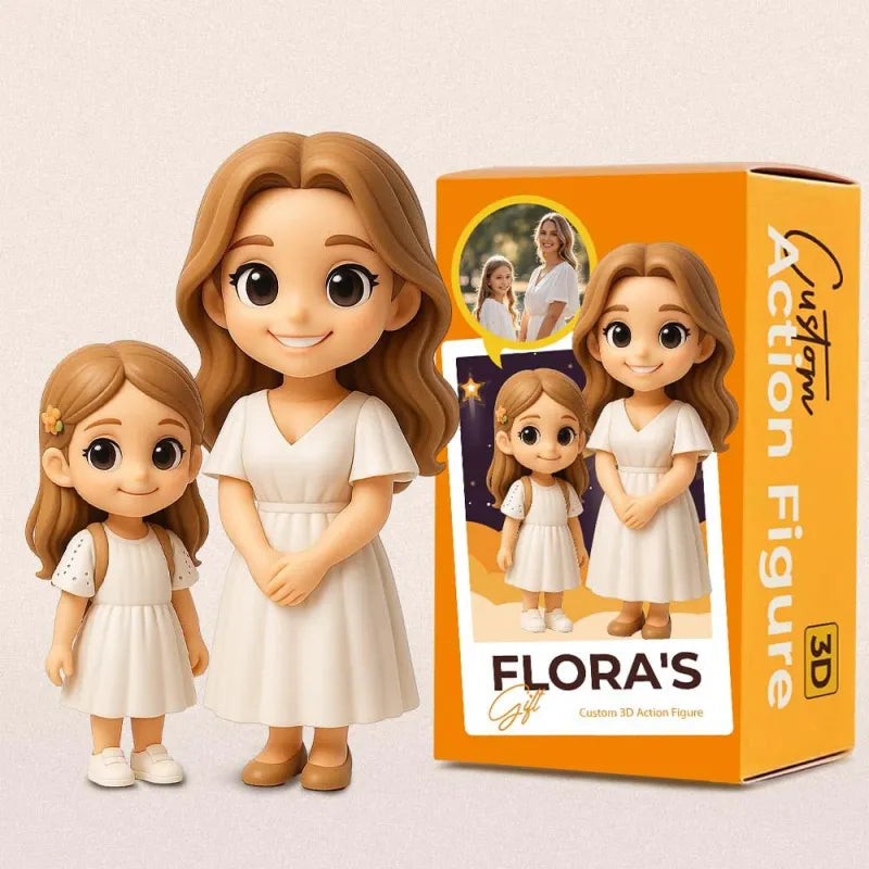Custom 3D Printed Sister Portrait - Personalized Sibling Mini Figure from Photo - Special Anniversary Gift for Her