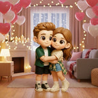 3D Printed Cartoon Couple Figurine from Photo – Anniversary Wedding Keepsake