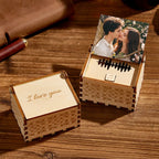Personalized Wooden Music Box - Custom Song, Voice Recording & Engraved Text, Anniversary Gift