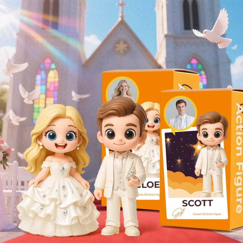 3D Printed Couple Mini Me Figurine from Photo – Anniversary Wedding Gift