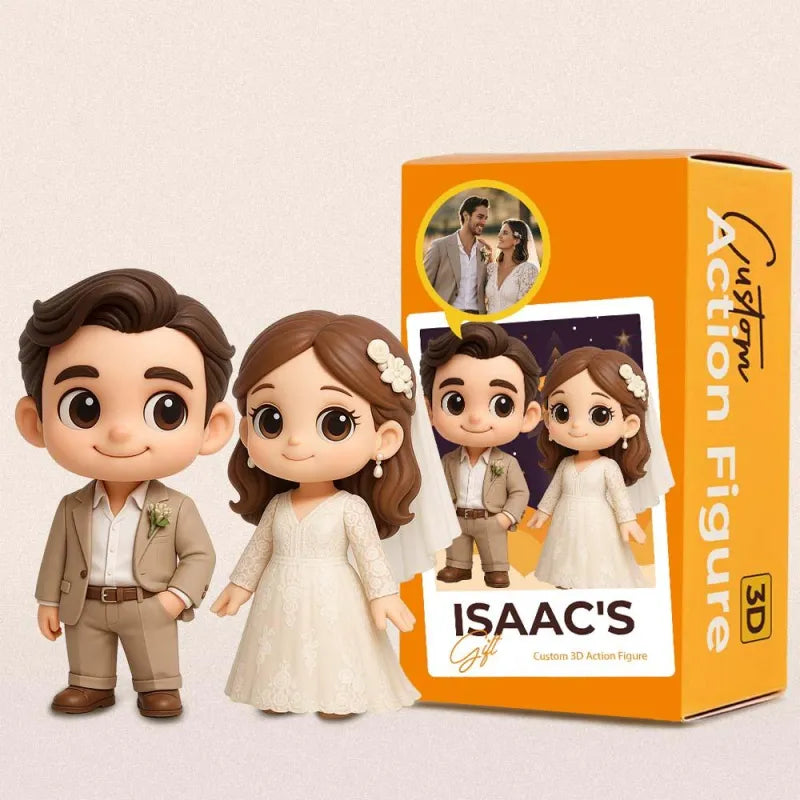 3D Printed Cartoon Couple Statue from Photo – Wedding Anniversary Gift