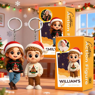 Custom Couple Figurine Keychain from Photo – Personalized Christmas Gift for Two
