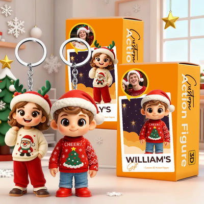Custom Figurine Keychain from Photo – Personalized Holiday Gift for Kids