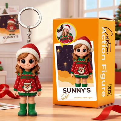 Custom Figurine Keychain from Photo – Personalized Christmas Stocking Stuffer