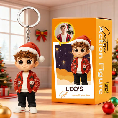 Custom Figurine Keychain from Photo – Personalized Christmas Gift for Family and Friends