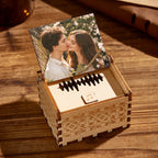 Personalized Wooden Music Box - Custom Song, Voice Recording & Engraved Text, Anniversary Gift