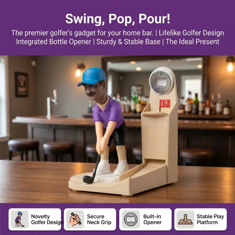 Custom Golf Figure Bottle Opener - Interactive Cap Launcher, Novelty Gift for Golf Lovers