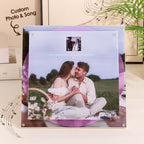 Custom Acrylic Music Photo Frame with Rotating Disc - Personalized Photo & Song, Voice Recordable Christmas Gift