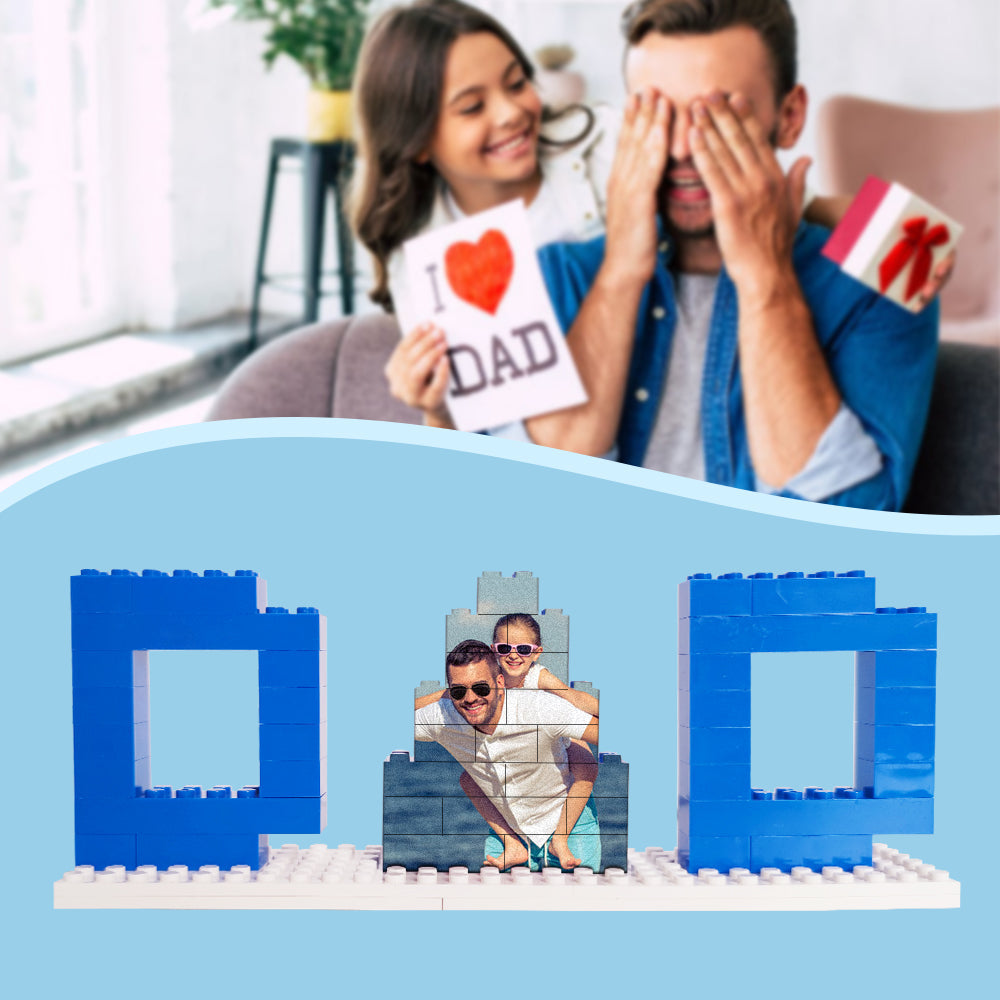 Personalized PAPA Photo Building Brick Puzzles Photo Block Father's Day Gifts
