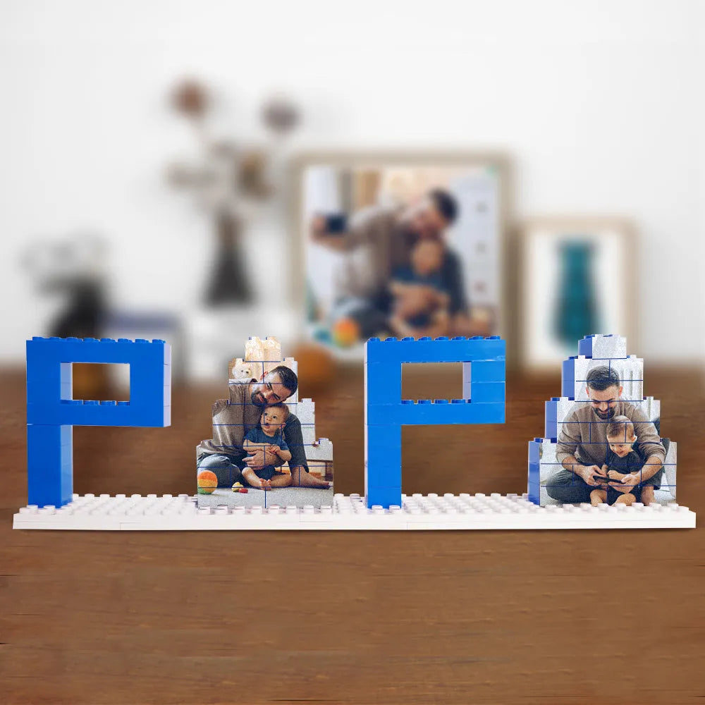 Personalized PAPY Photo Building Brick Puzzles Photo Block Father's Day Gifts