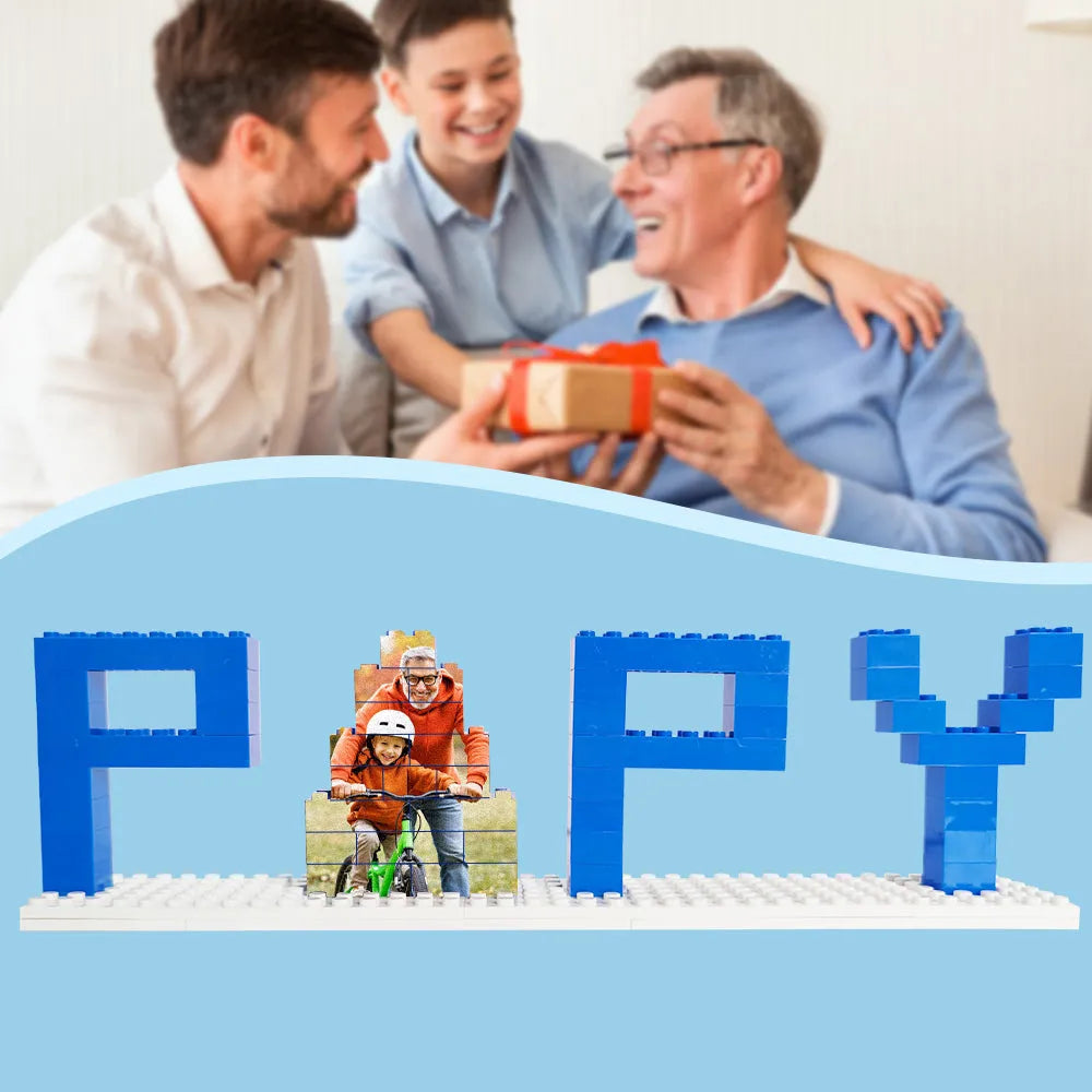 Personalized DAD Photo Building Brick Puzzles Photo Block Father's Day Gifts
