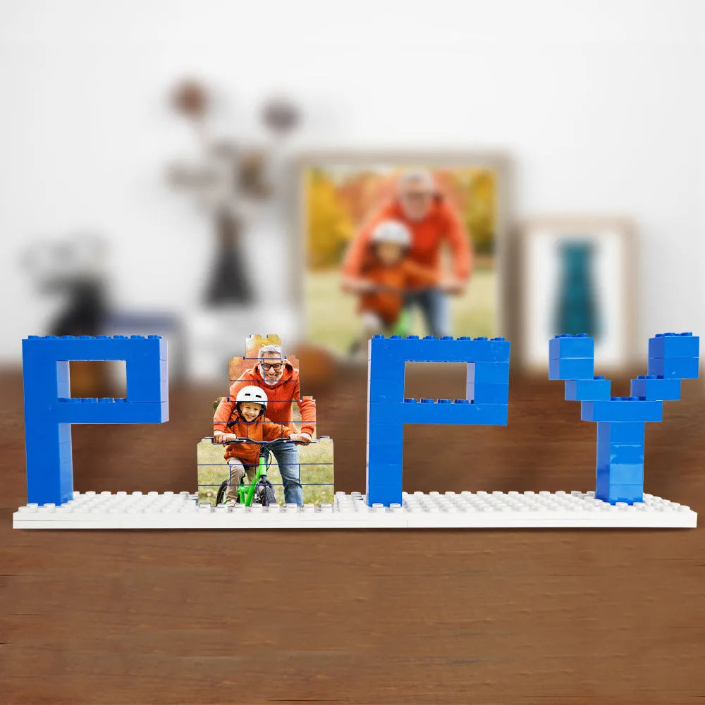 Personalized PAPY Photo Building Brick Puzzles Photo Block Father's Day Gifts
