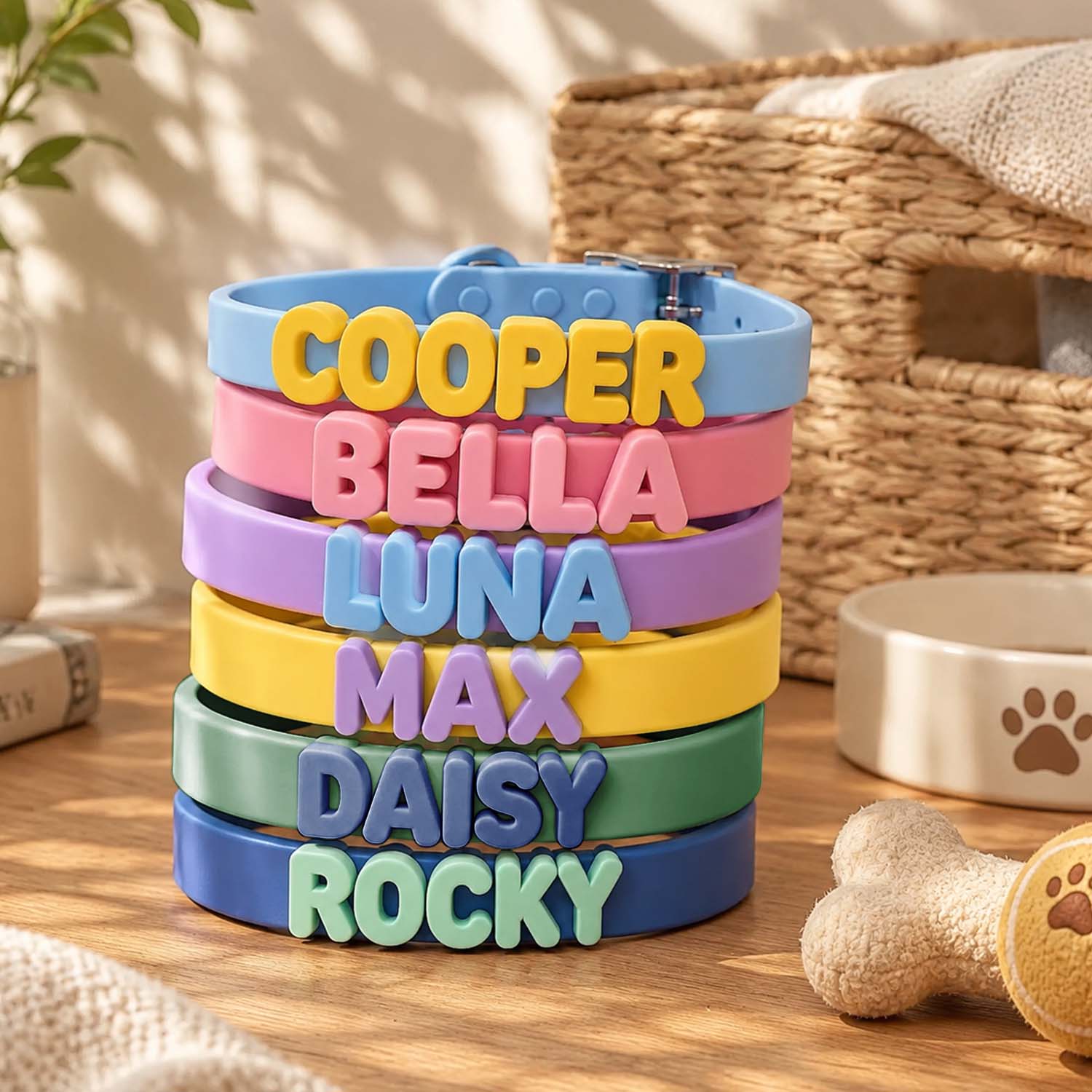 Waterproof Dog Collar with Custom Letter Charms - Pet Collar