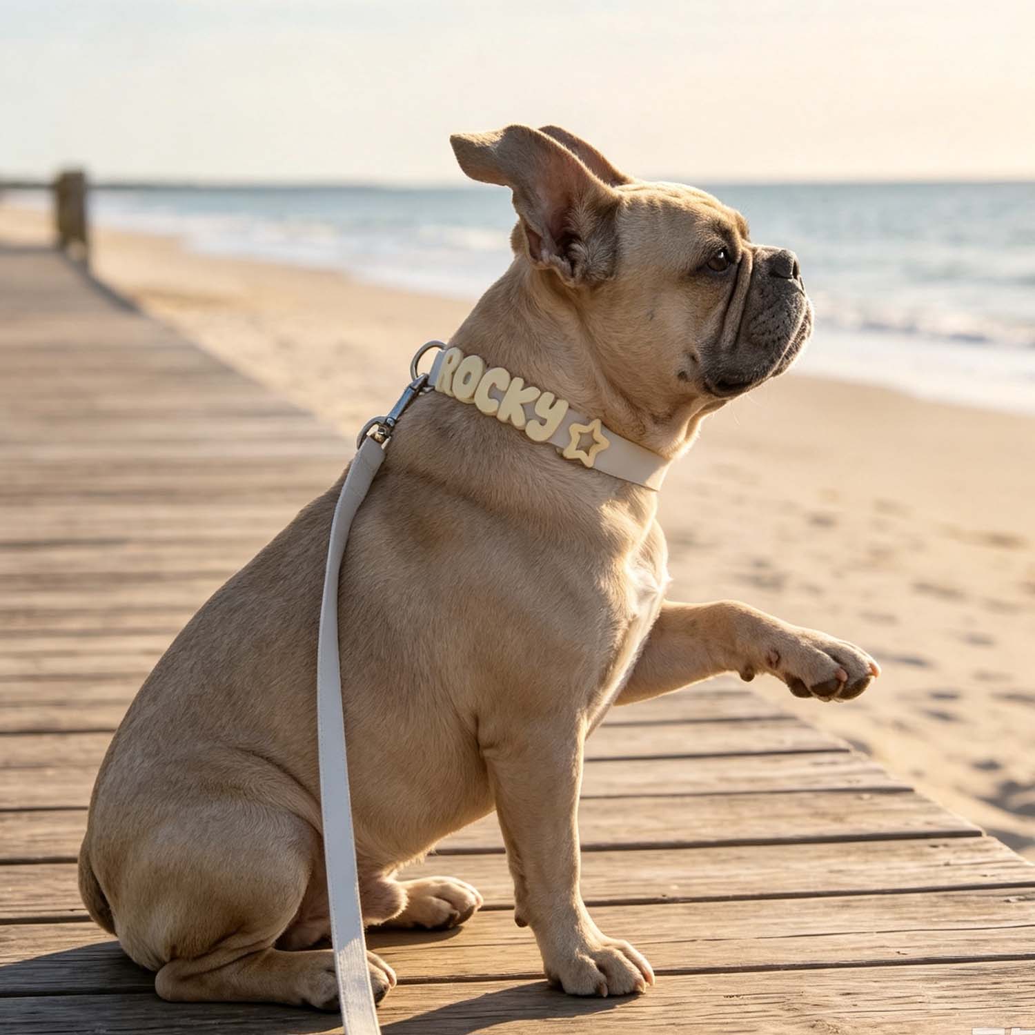 Dog Collar & Leash Set with Custom Letter Charms - Waterproof