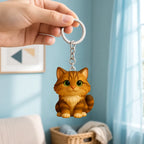 Personalized 3D Pet Portrait Keychain – Custom Animal Figure Photo Gift