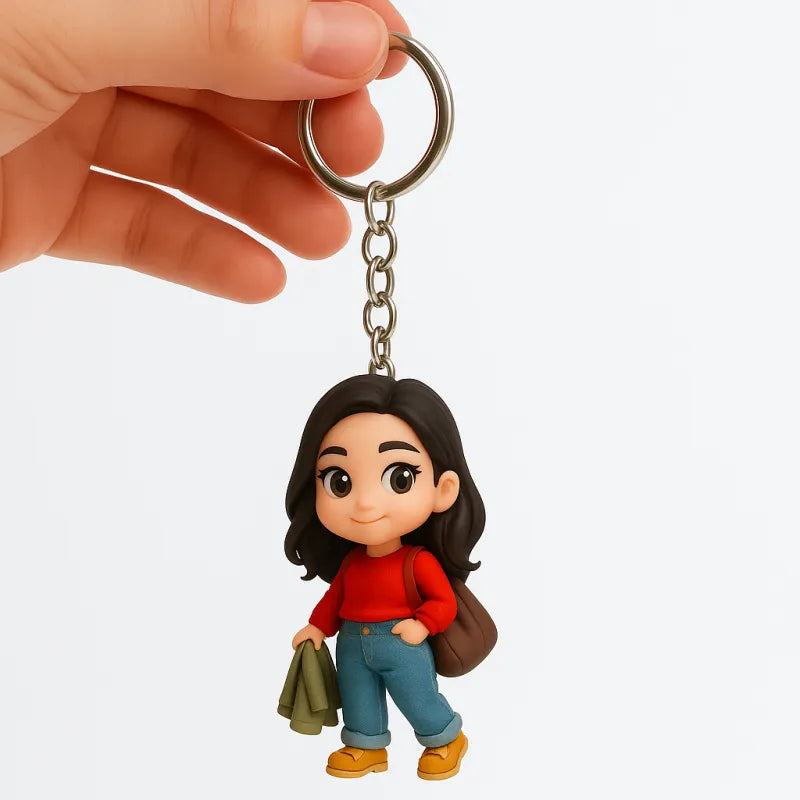 Personalized 3D Pet Portrait Keychain – Custom Animal Figure Photo Gift