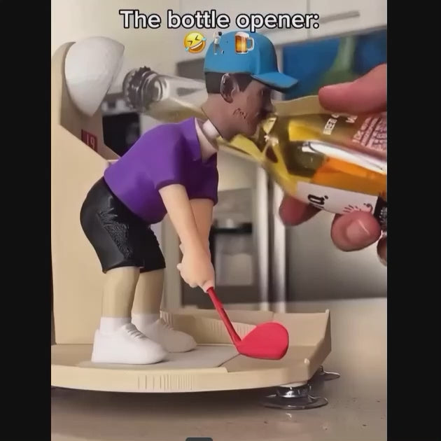 Custom Golf Figure Bottle Opener - Interactive Cap Launcher, Novelty Gift for Golf Lovers